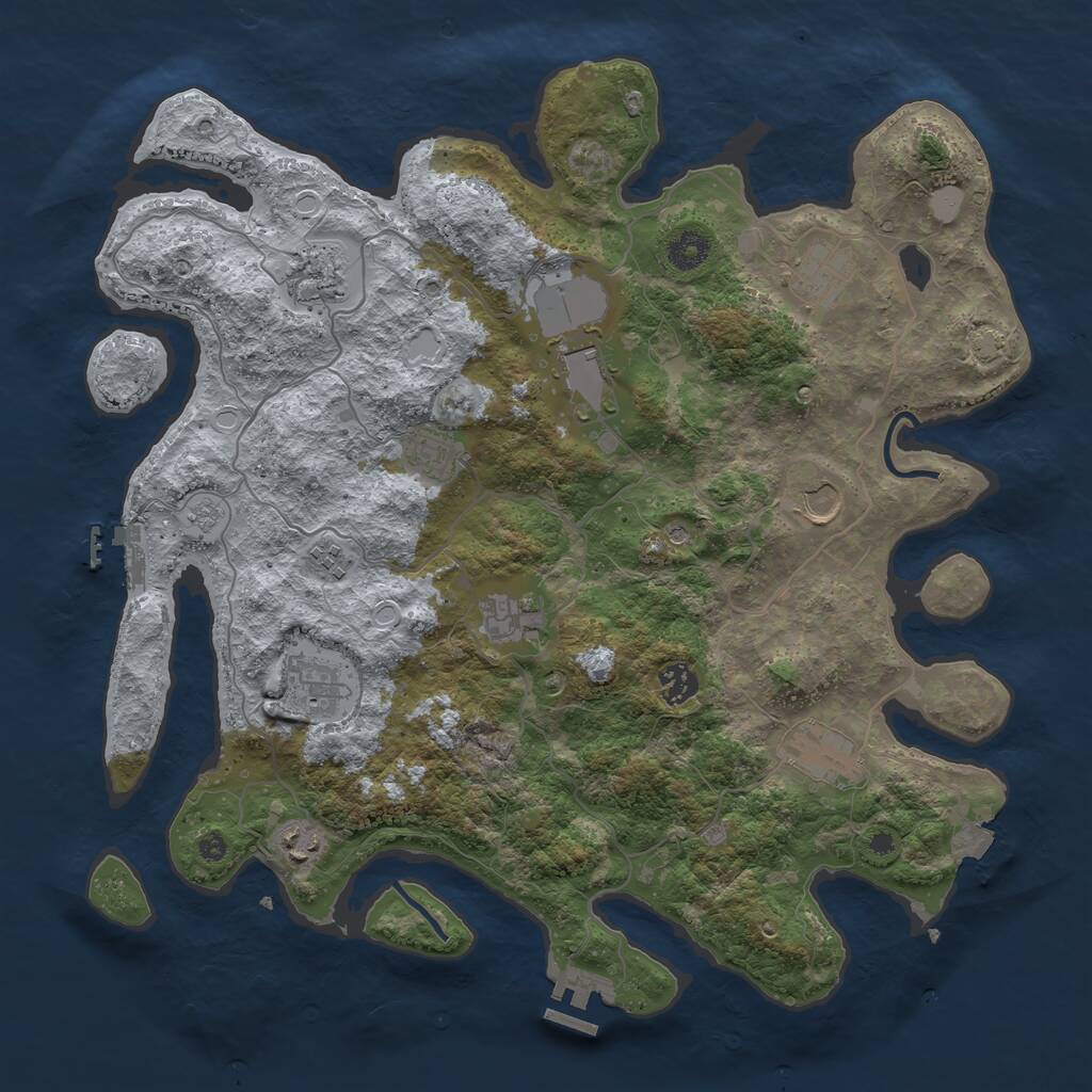 Rust Map: Procedural Map, Size: 4000, Seed: 4637432, 17 Monuments