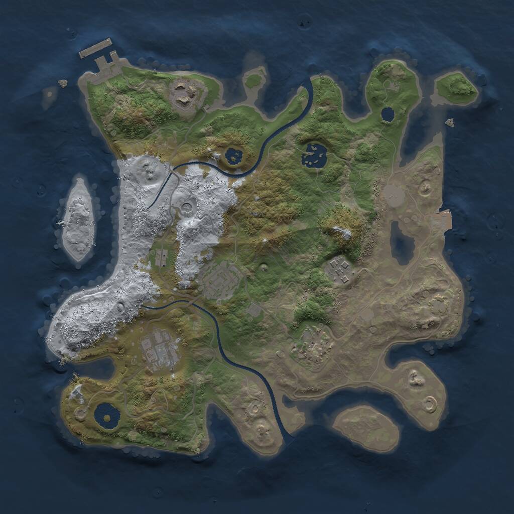 Rust Map: Procedural Map, Size: 3000, Seed: 851097, 10 Monuments