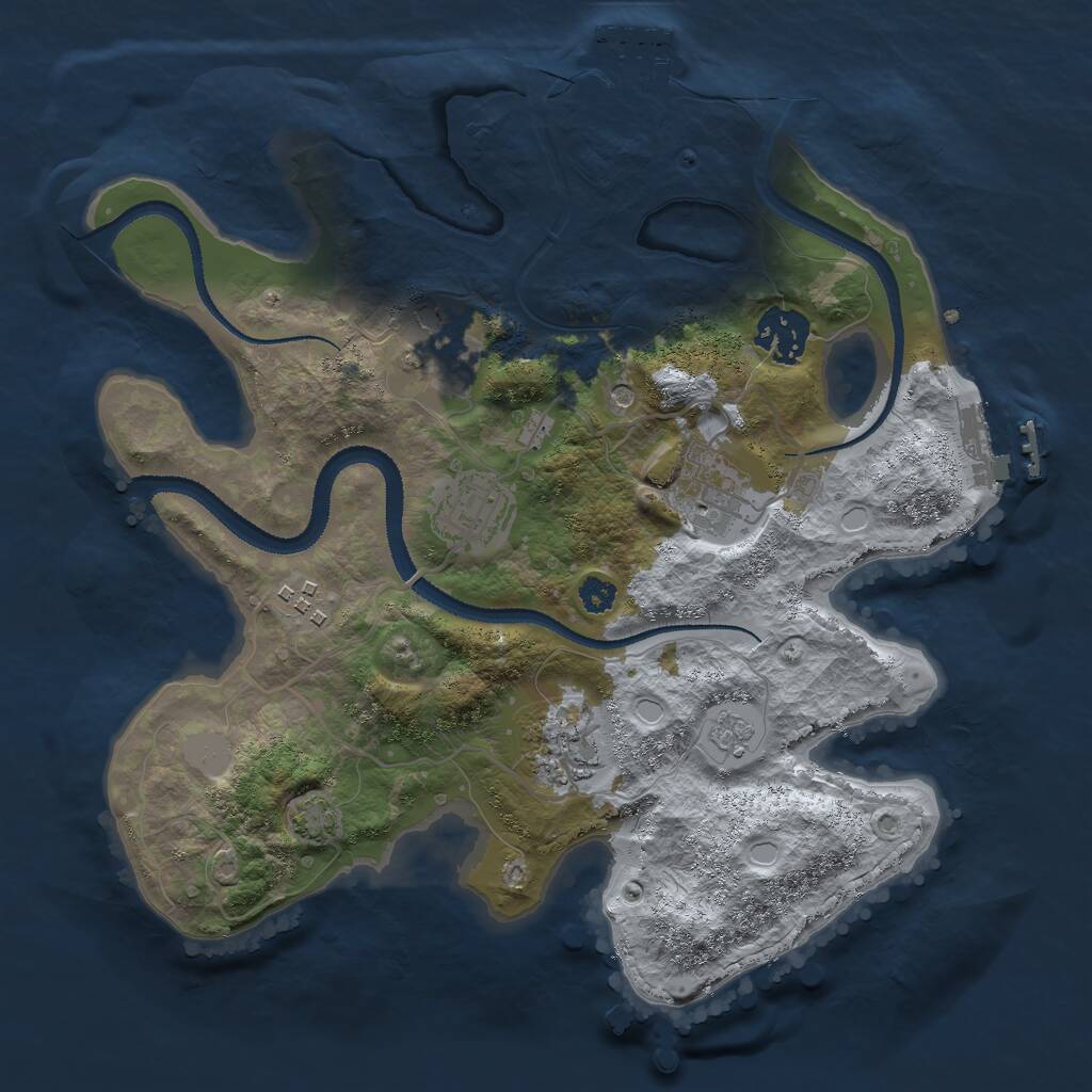 Rust Map: Procedural Map, Size: 3000, Seed: 438974, 12 Monuments
