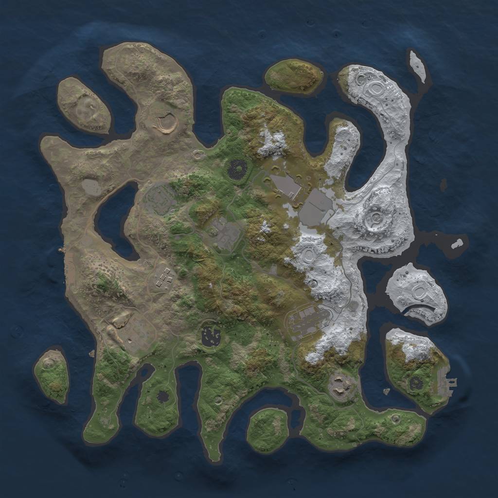 Rust Map: Procedural Map, Size: 3600, Seed: 662825489, 17 Monuments