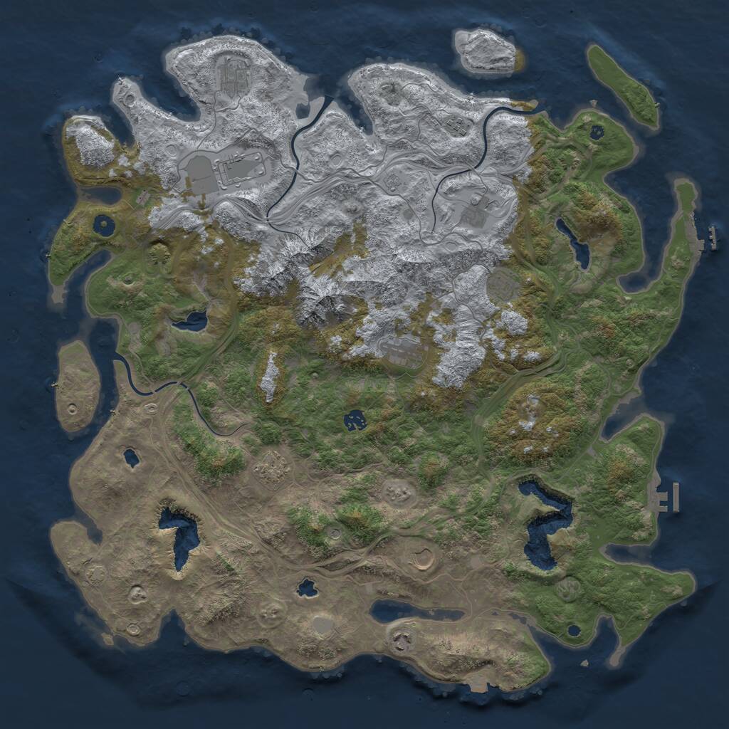 Rust Map: Procedural Map, Size: 5000, Seed: 611923760, 16 Monuments