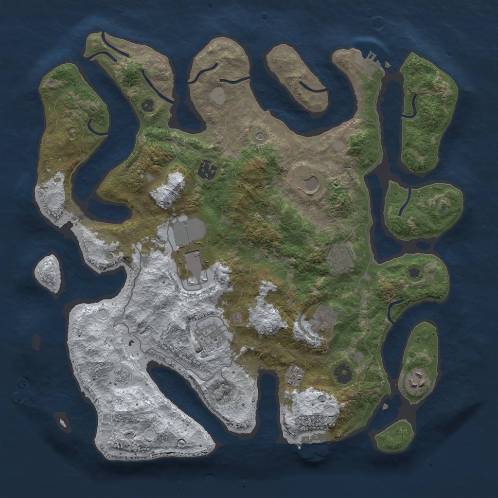Rust Map: Procedural Map, Size: 4000, Seed: 2076555205, 17 Monuments