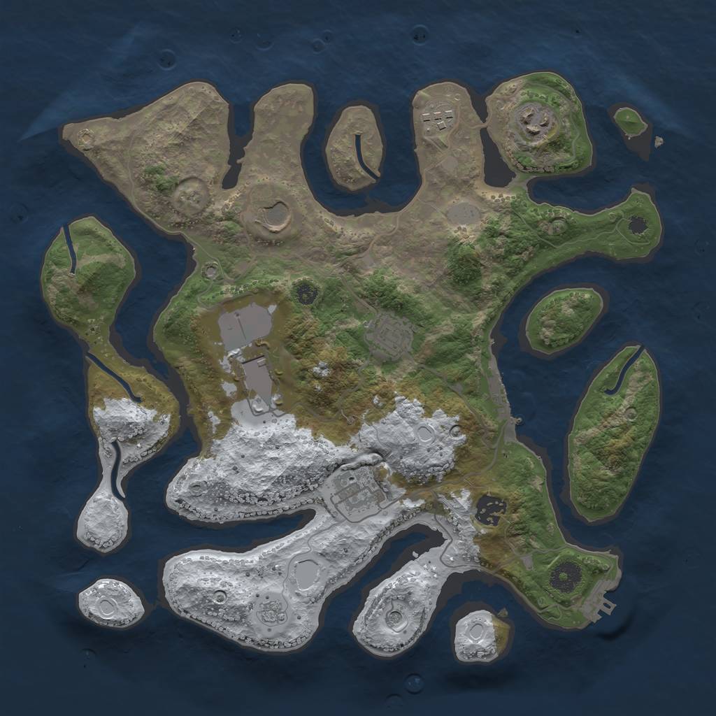 Rust Map: Procedural Map, Size: 3500, Seed: 463662419, 16 Monuments