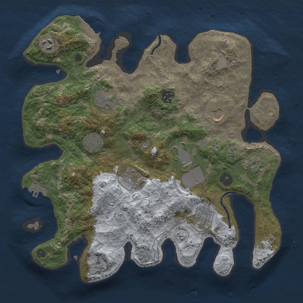 Rust Map: Procedural Map, Size: 3500, Seed: 333425589, 19 Monuments
