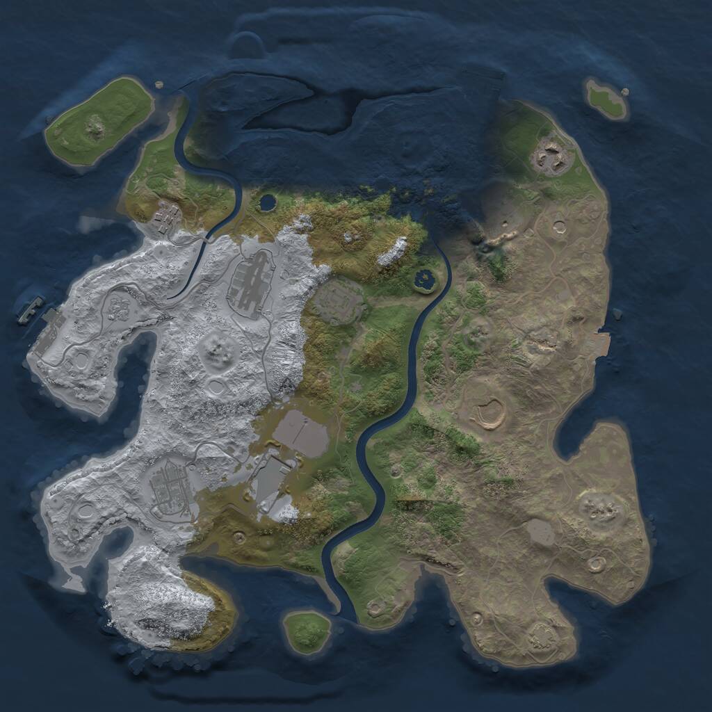Rust Map: Procedural Map, Size: 3500, Seed: 1697100015, 14 Monuments