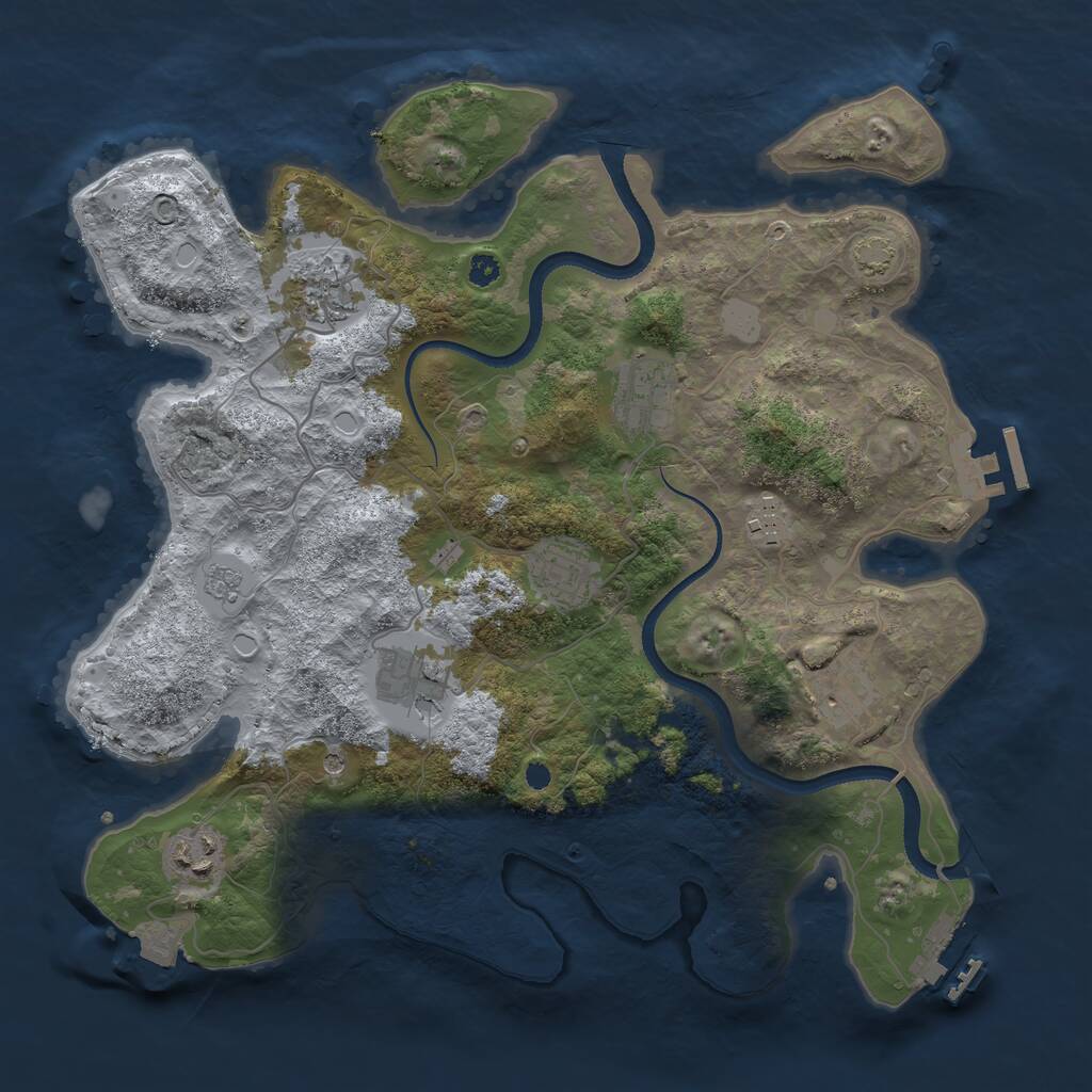 Rust Map: Procedural Map, Size: 3450, Seed: 669154953, 13 Monuments