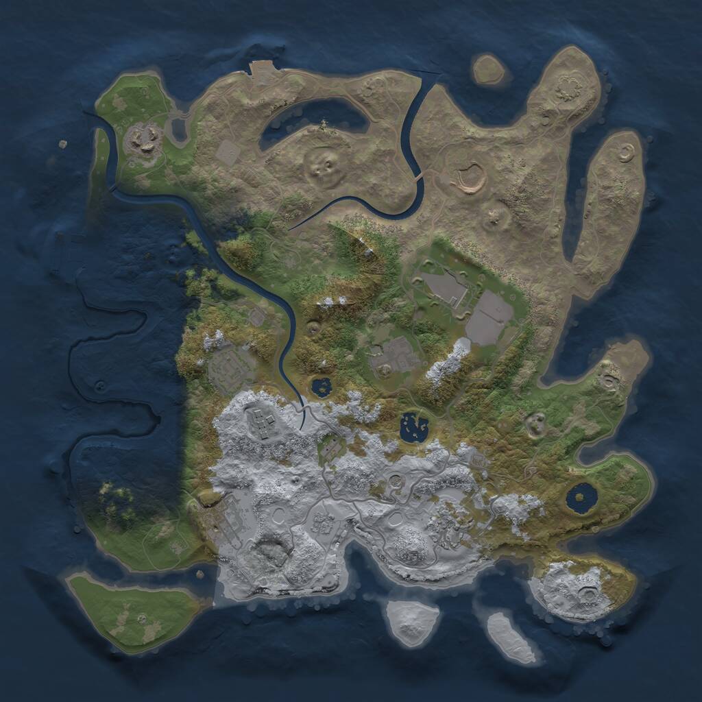 Rust Map: Procedural Map, Size: 3500, Seed: 1185631718, 14 Monuments