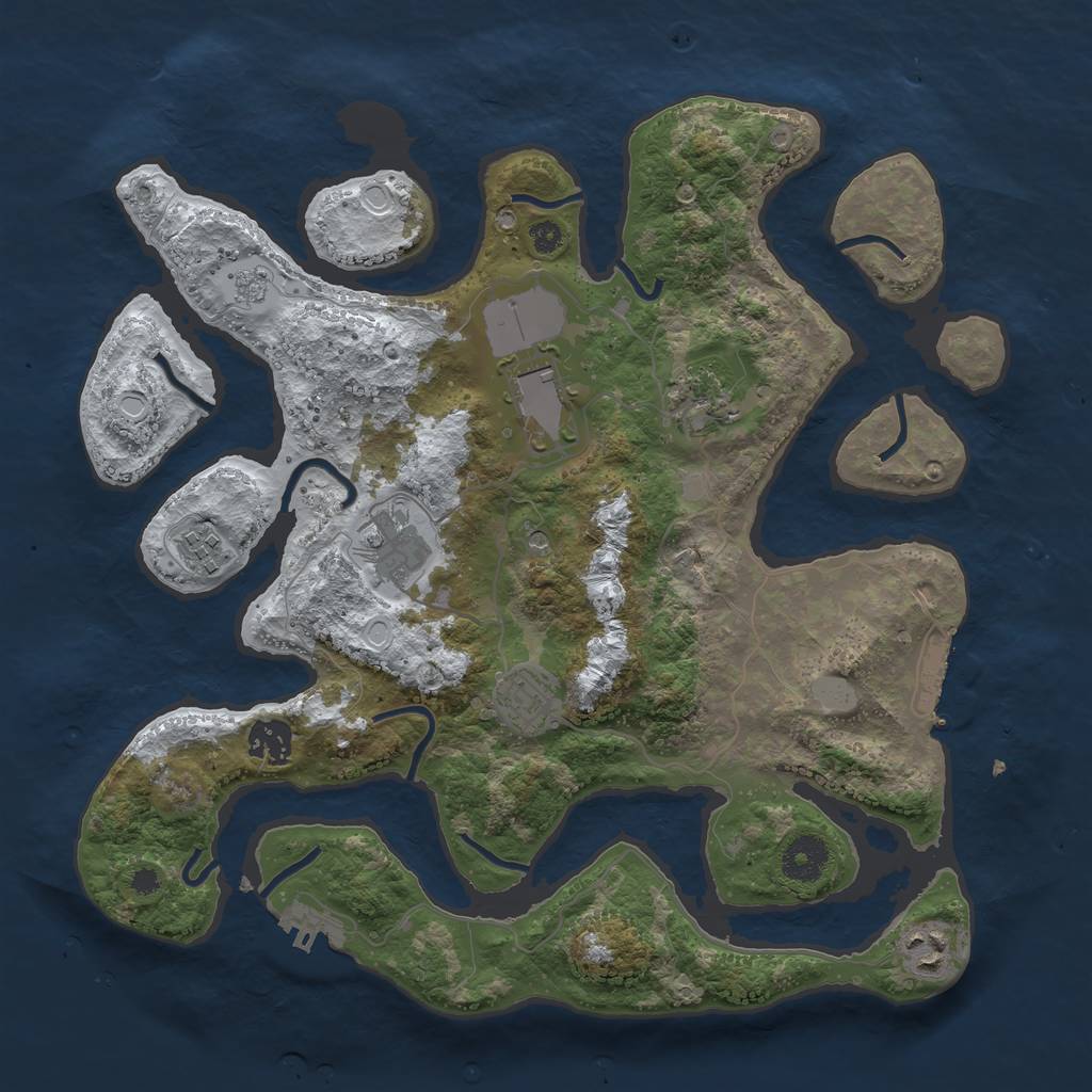 Rust Map: Procedural Map, Size: 3550, Seed: 1464058283, 16 Monuments