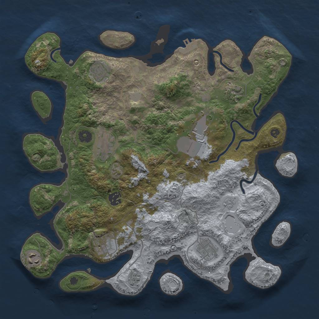 Rust Map: Procedural Map, Size: 3600, Seed: 1040913279, 15 Monuments