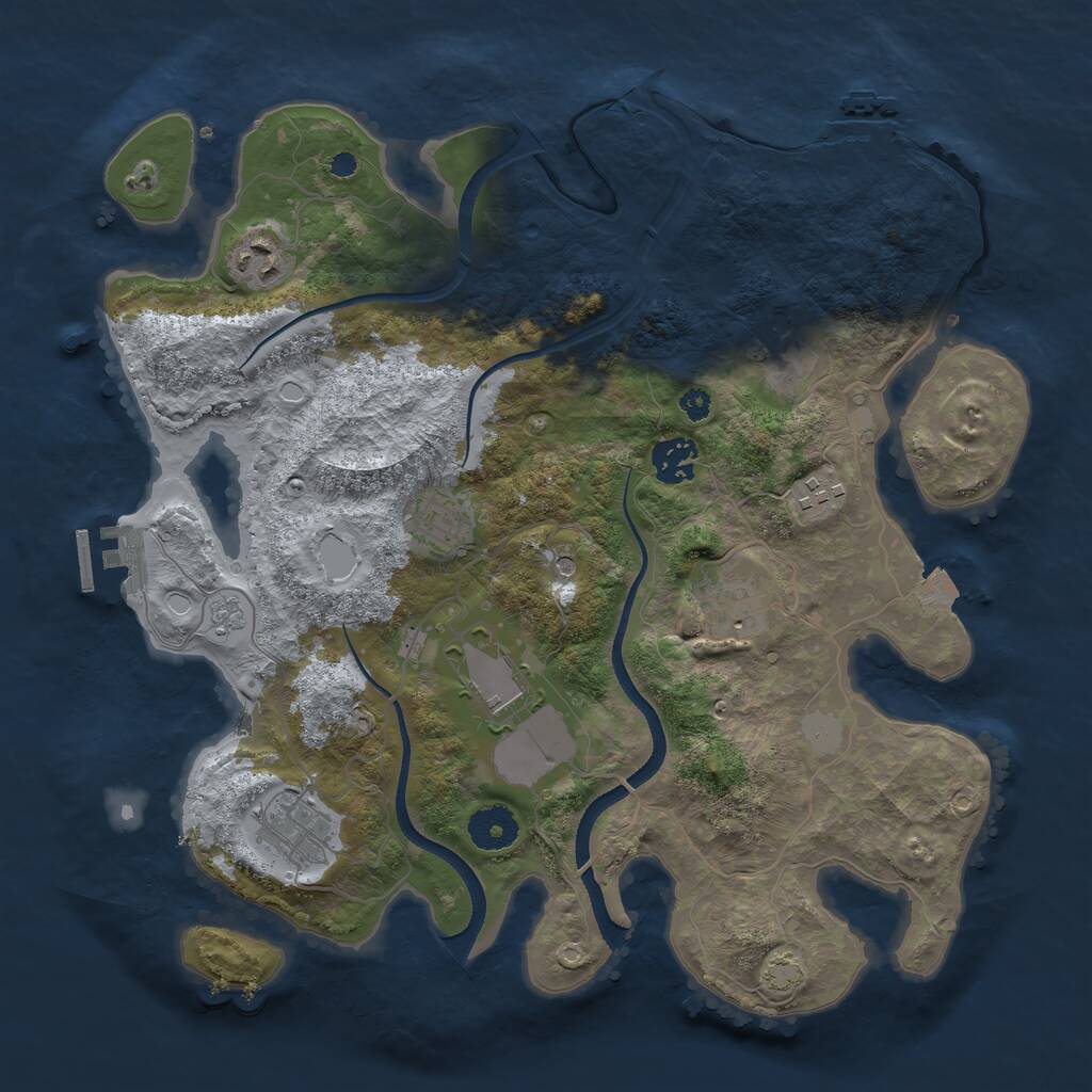 Rust Map: Procedural Map, Size: 3500, Seed: 52245393, 14 Monuments