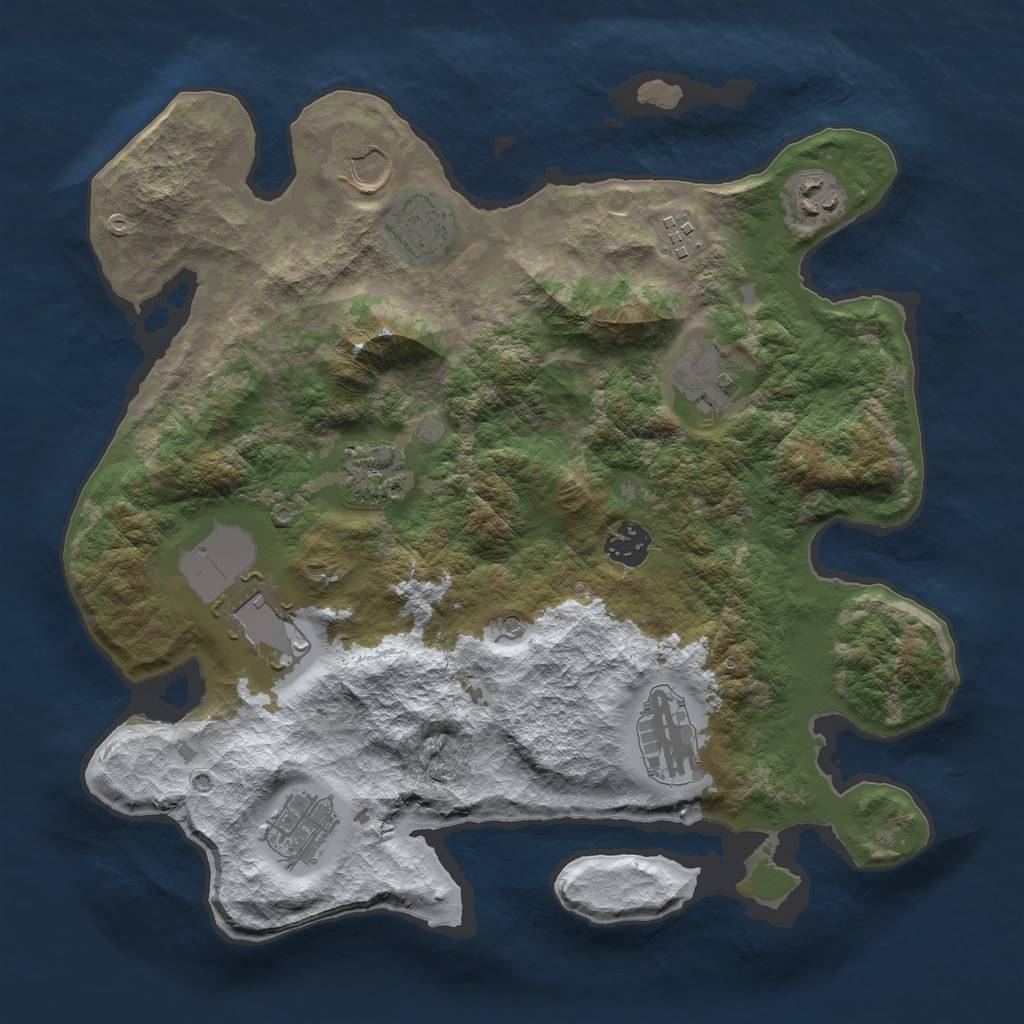 Rust Map: Barren, Size: 3500, Seed: 1113764507, 13 Monuments