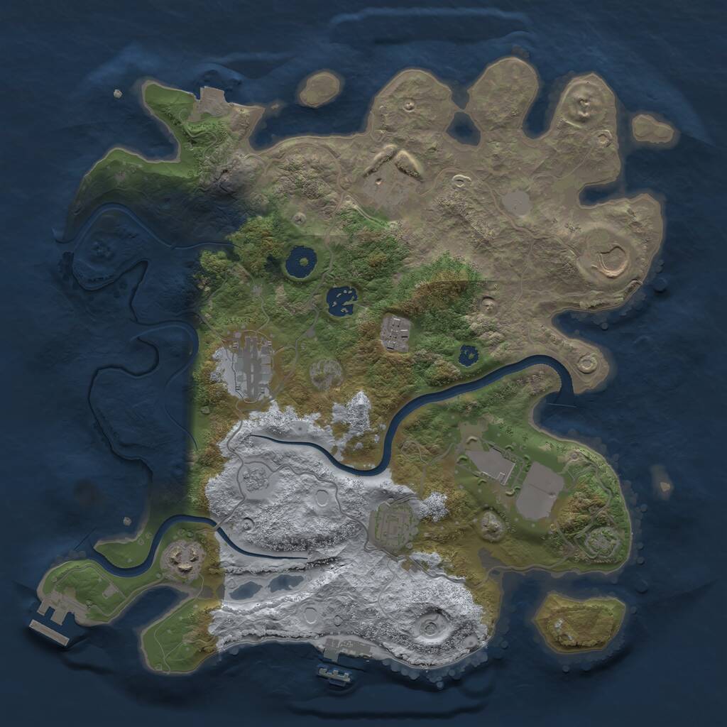 Rust Map: Procedural Map, Size: 3500, Seed: 286490892, 14 Monuments