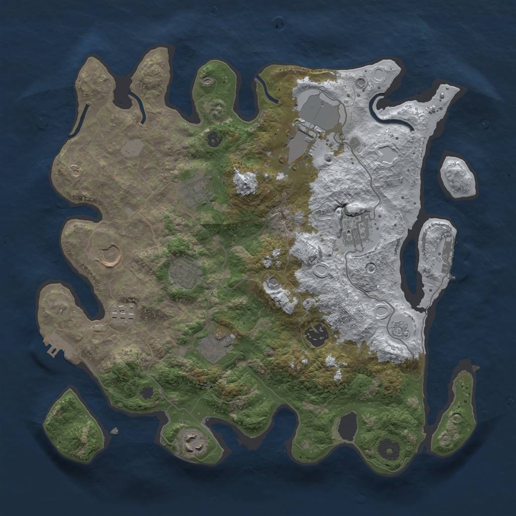 Rust Map: Procedural Map, Size: 3500, Seed: 99263723, 18 Monuments