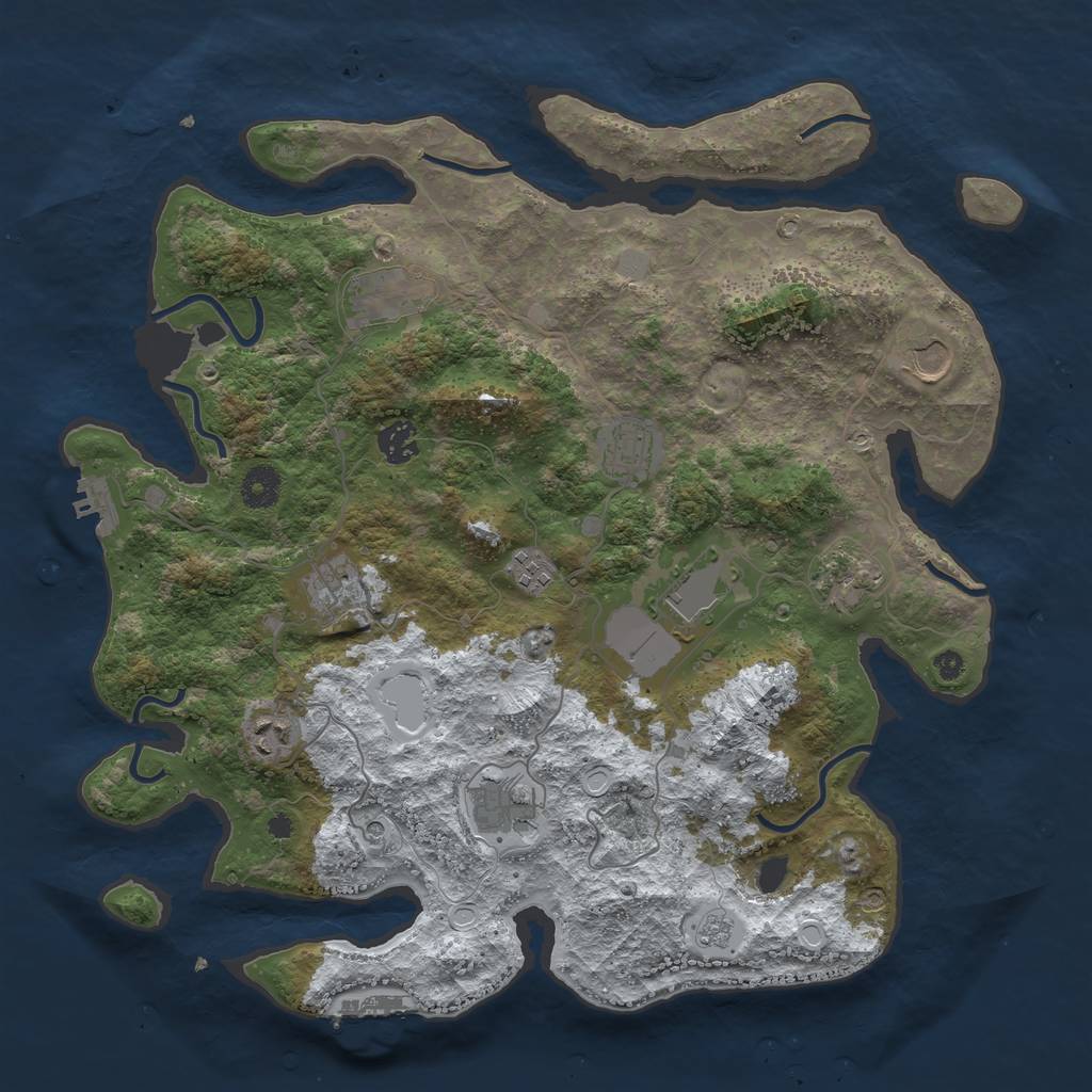 Rust Map: Procedural Map, Size: 3900, Seed: 351292, 19 Monuments