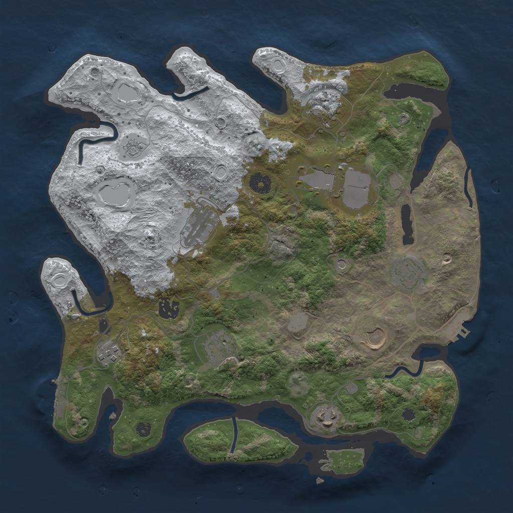 Rust Map: Procedural Map, Size: 3550, Seed: 882199, 18 Monuments