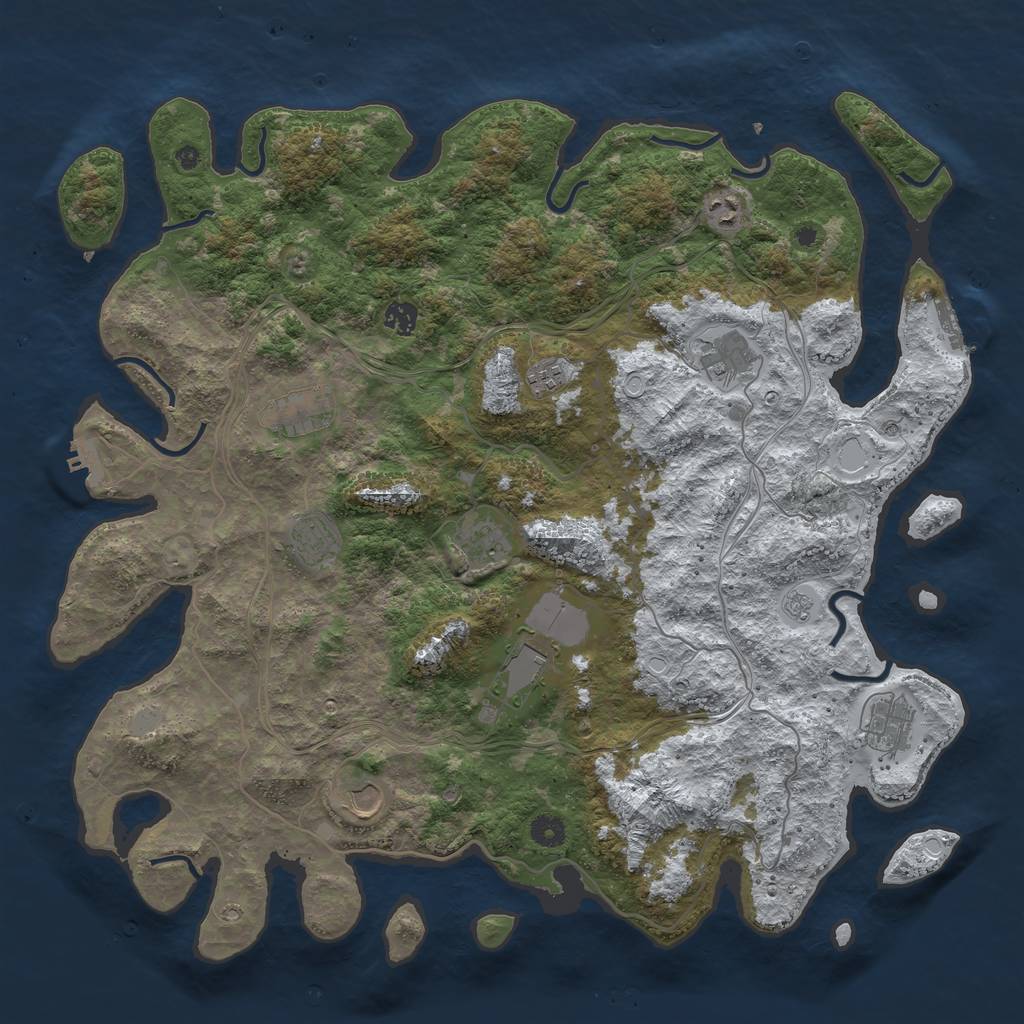 Rust Map: Procedural Map, Size: 4500, Seed: 590107635, 19 Monuments