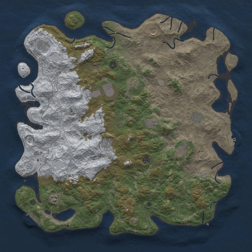 Rust Map: Procedural Map, Size: 4900, Seed: 8763914, 20 Monuments