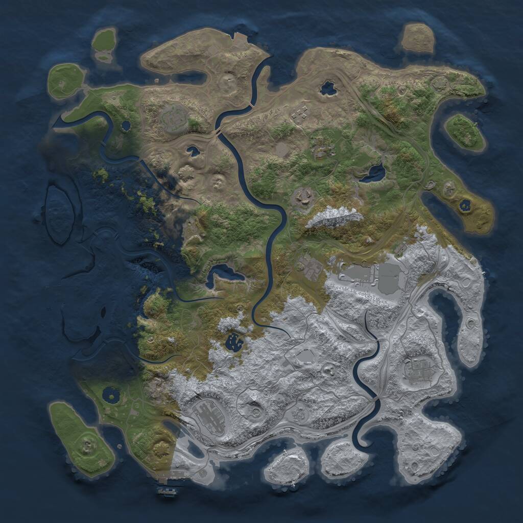 Rust Map: Procedural Map, Size: 4500, Seed: 1725497722, 16 Monuments