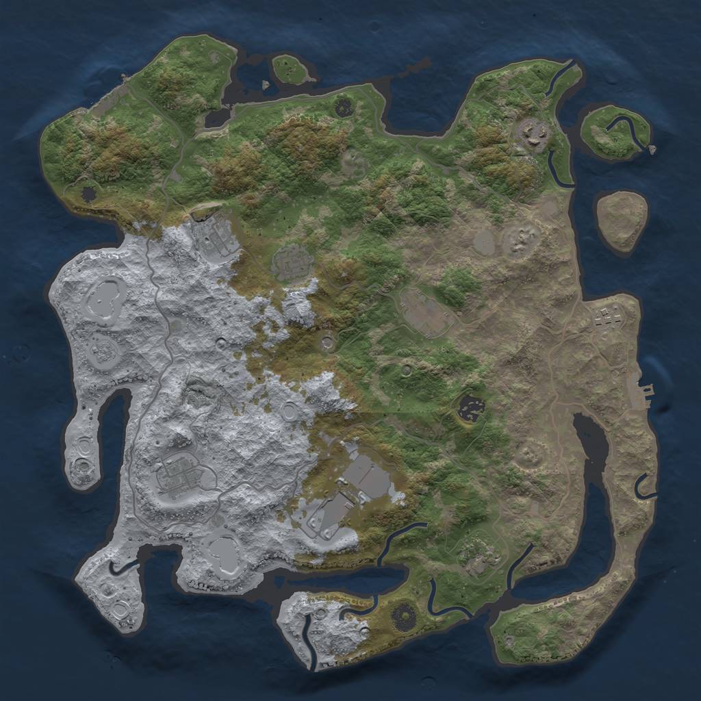 Rust Map: Procedural Map, Size: 4000, Seed: 1540334100, 18 Monuments