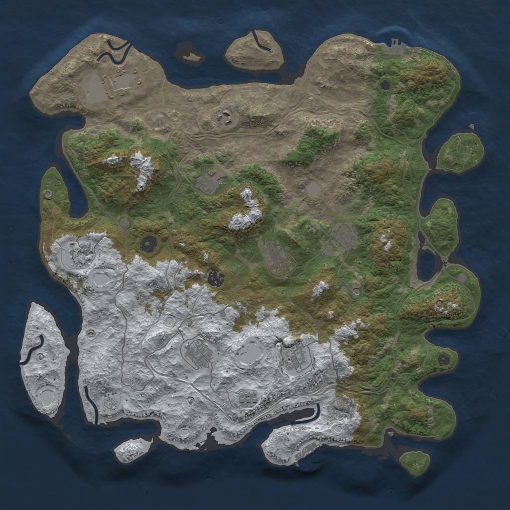 Rust Map: Procedural Map, Size: 4500, Seed: 1813192791, 19 Monuments