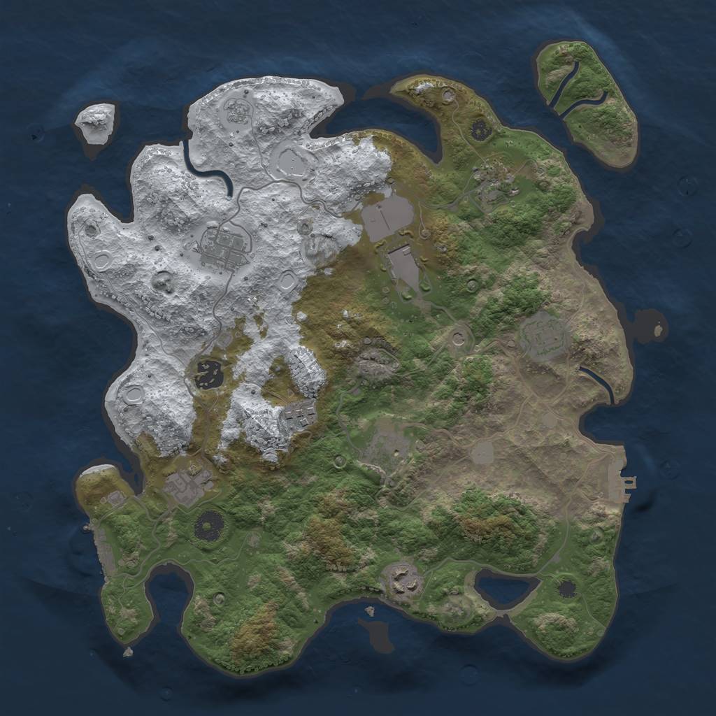 Rust Map: Procedural Map, Size: 3600, Seed: 1120591365, 18 Monuments