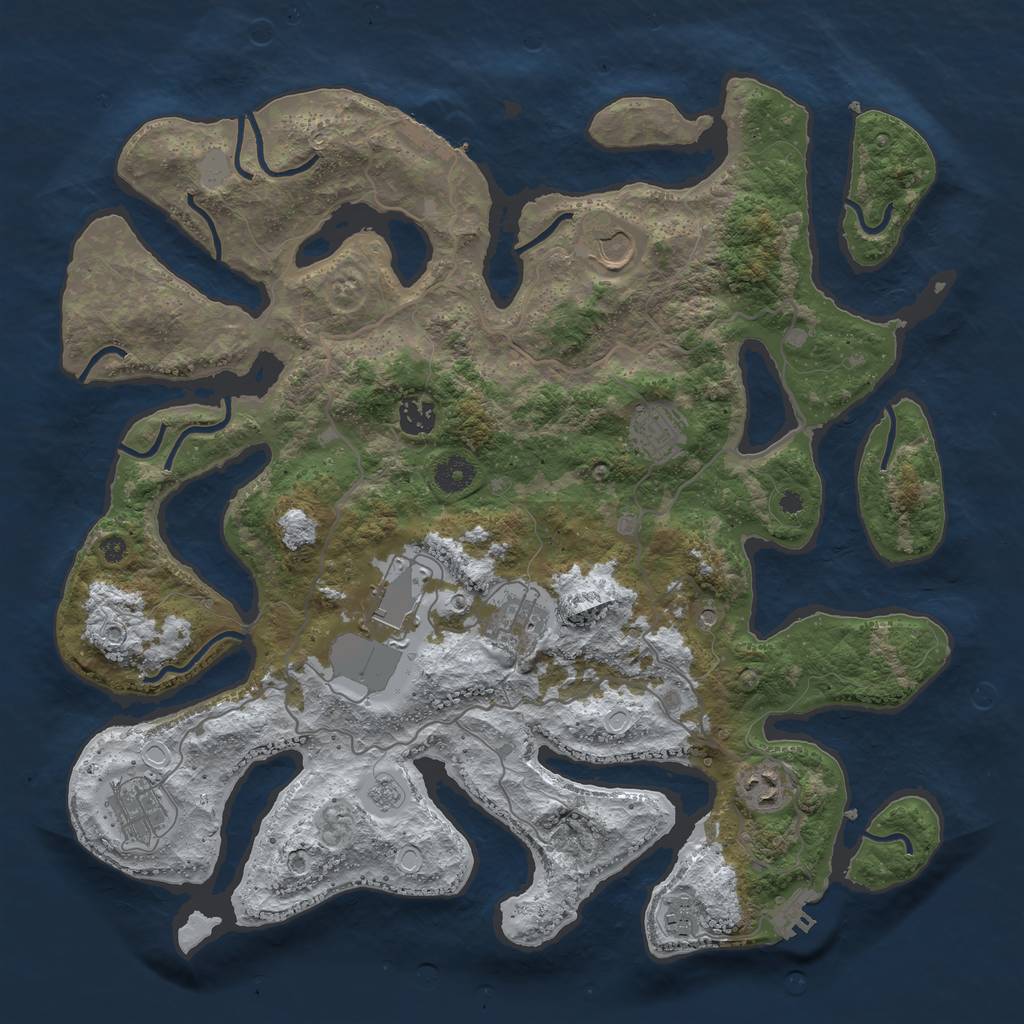 Rust Map: Procedural Map, Size: 4000, Seed: 19873, 17 Monuments