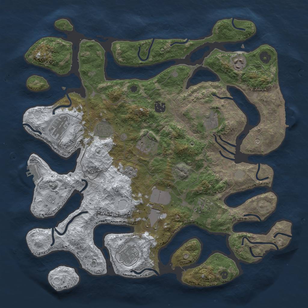 Rust Map: Procedural Map, Size: 4000, Seed: 803579097, 19 Monuments