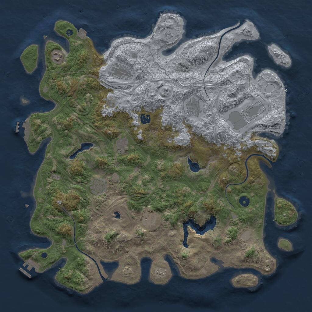 Rust Map: Procedural Map, Size: 4500, Seed: 869436, 15 Monuments