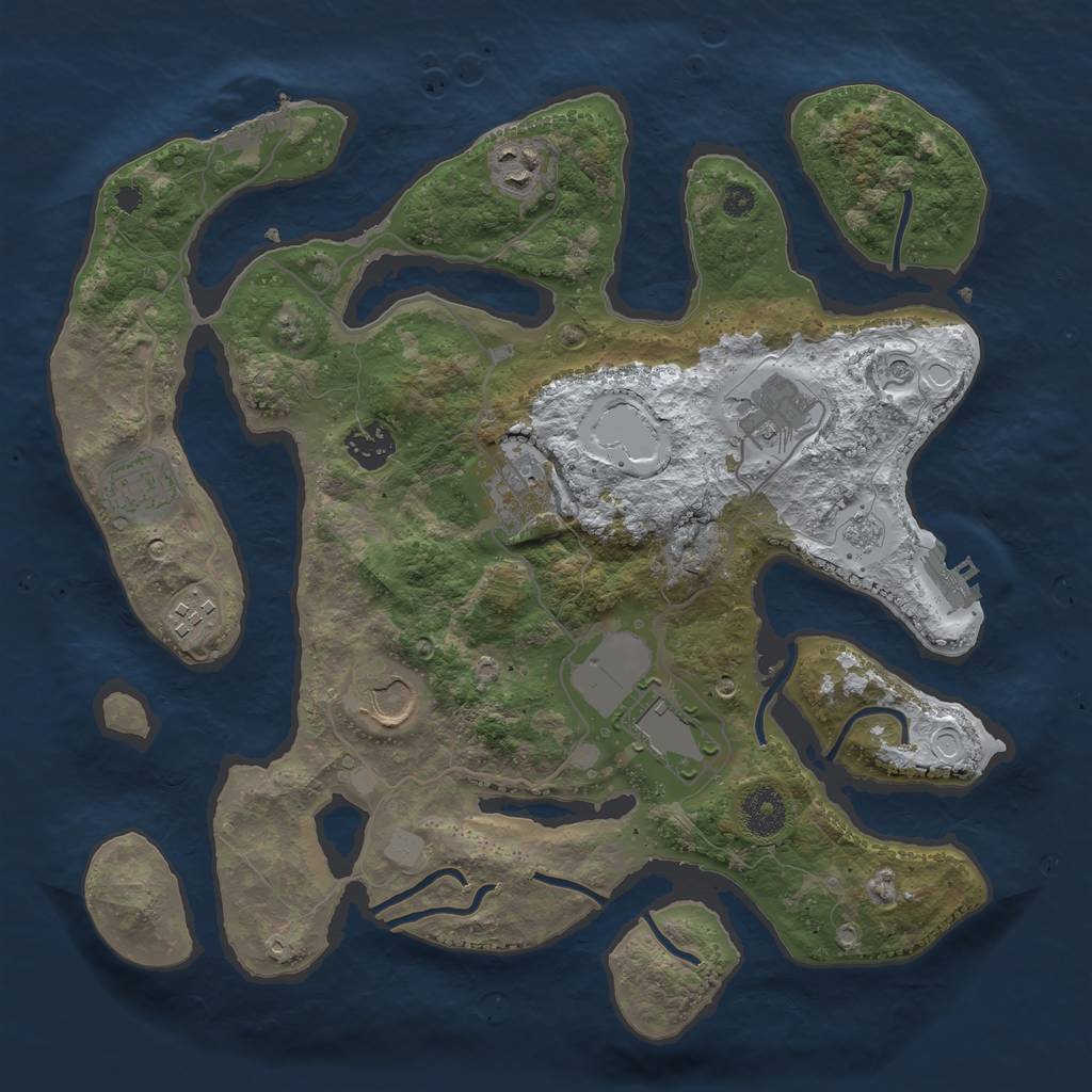 Rust Map: Procedural Map, Size: 3500, Seed: 278105, 17 Monuments