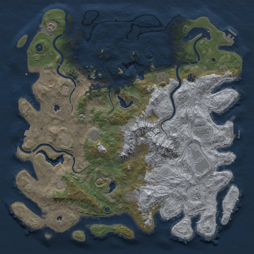 Rust Map: Procedural Map, Size: 5000, Seed: 486084192, 17 Monuments