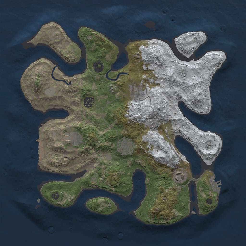 Rust Map: Procedural Map, Size: 3350, Seed: 1077437696, 15 Monuments