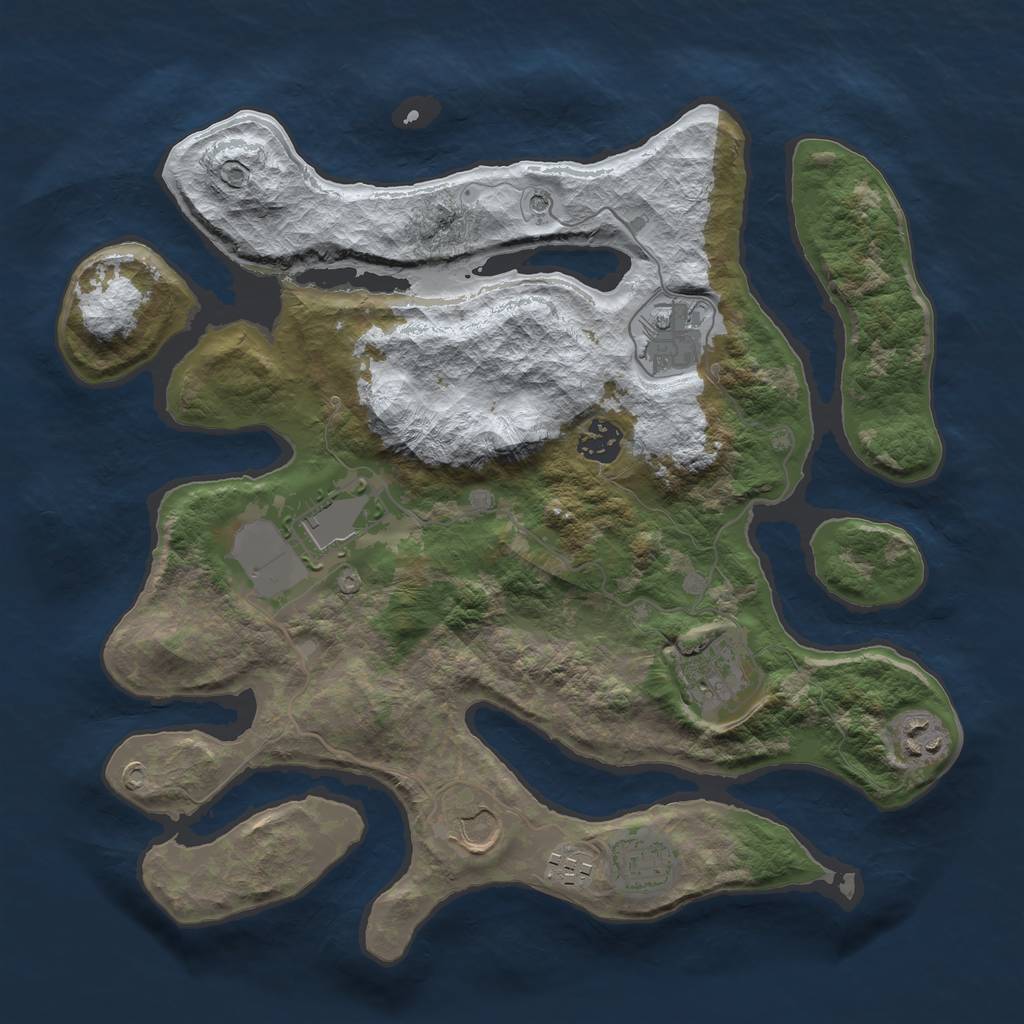 Rust Map: Barren, Size: 3500, Seed: 327, 11 Monuments