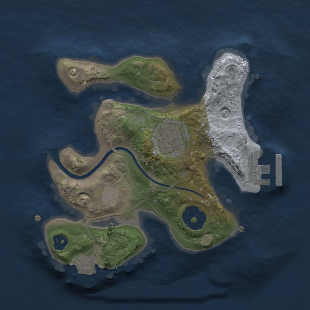 Rust Map: Procedural Map, Size: 2000, Seed: 1578076062, 3 Monuments