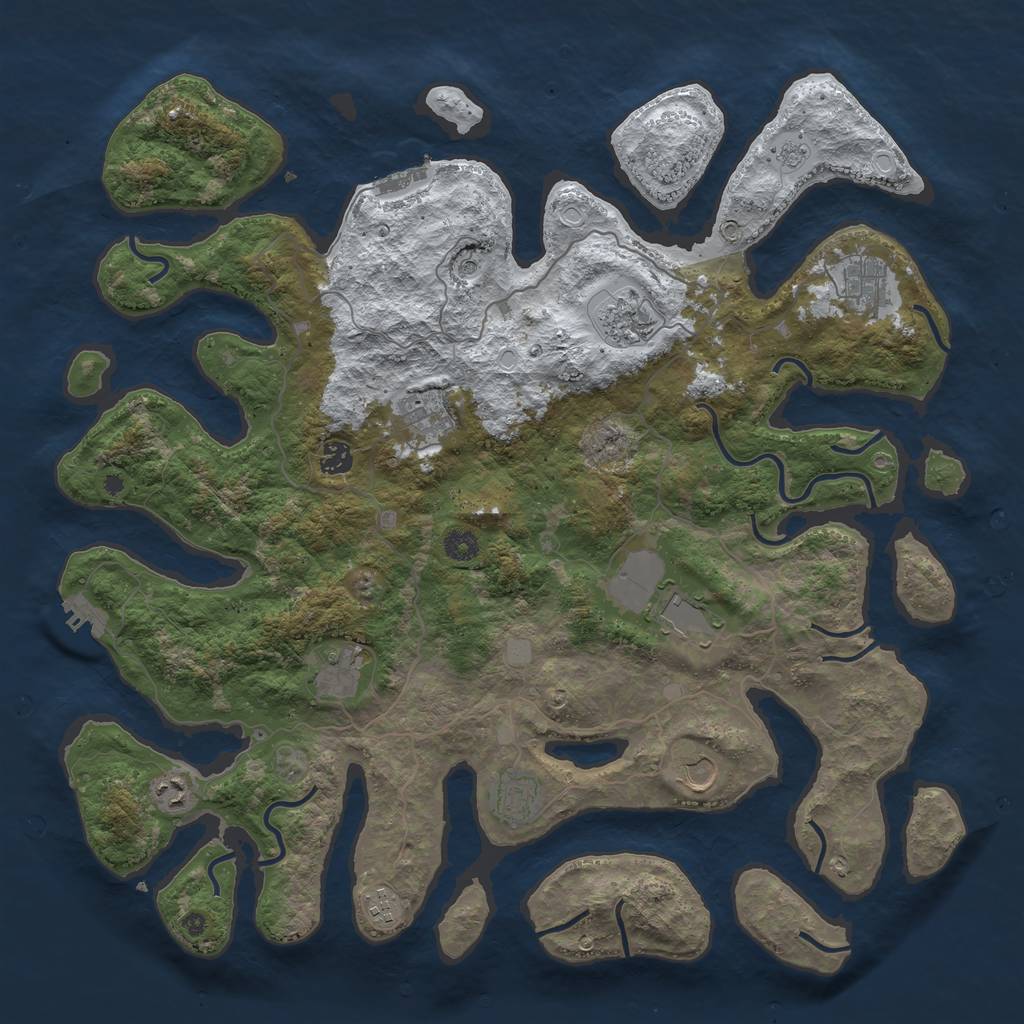 Rust Map: Procedural Map, Size: 4500, Seed: 1176, 19 Monuments