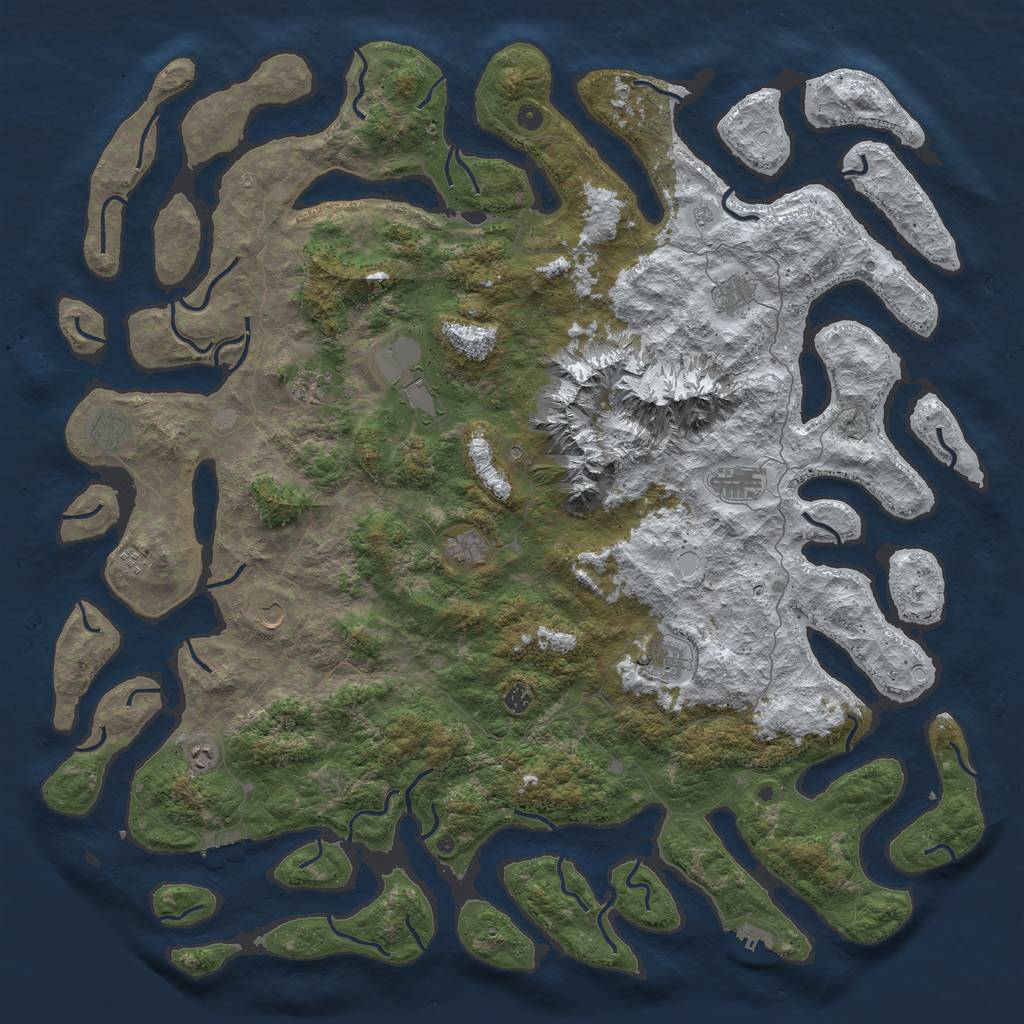 Rust Map: Procedural Map, Size: 6000, Seed: 943507889, 20 Monuments