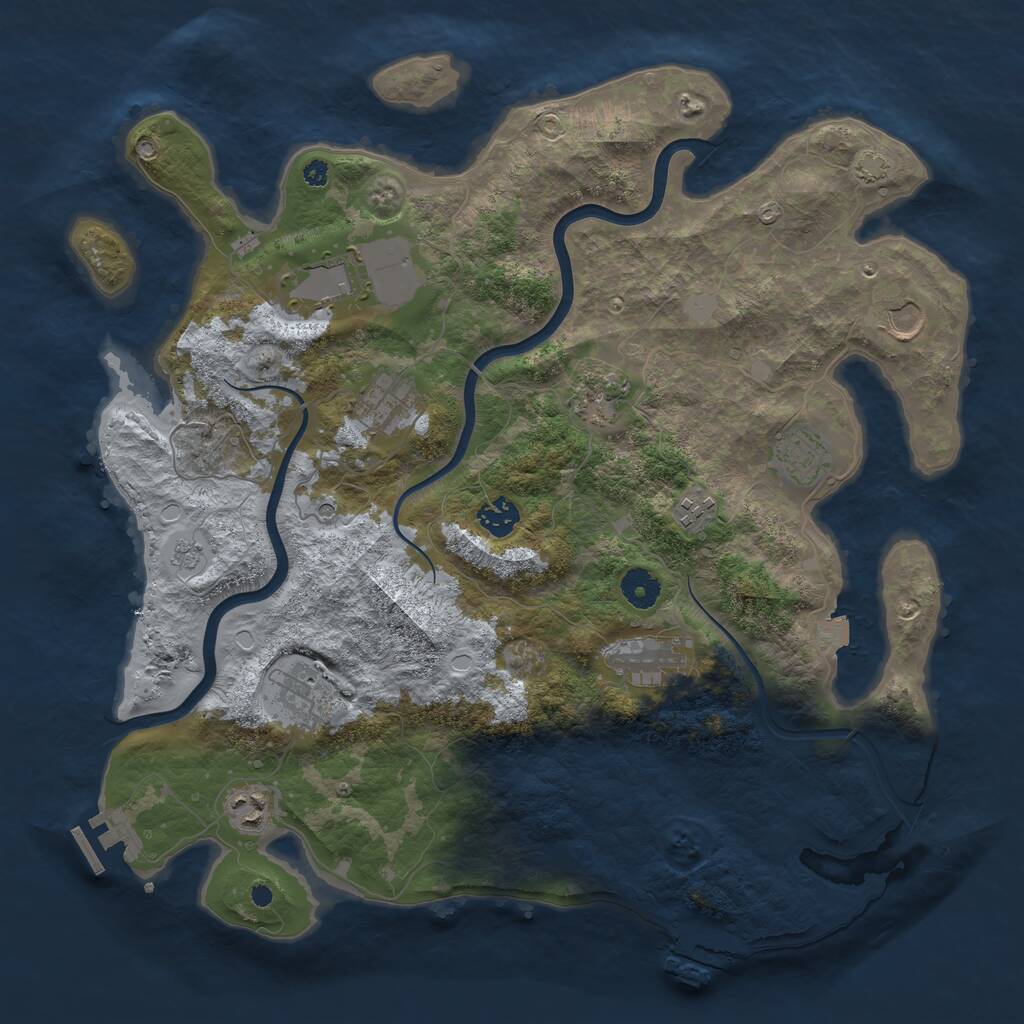 Rust Map: Procedural Map, Size: 3950, Seed: 122256465, 16 Monuments