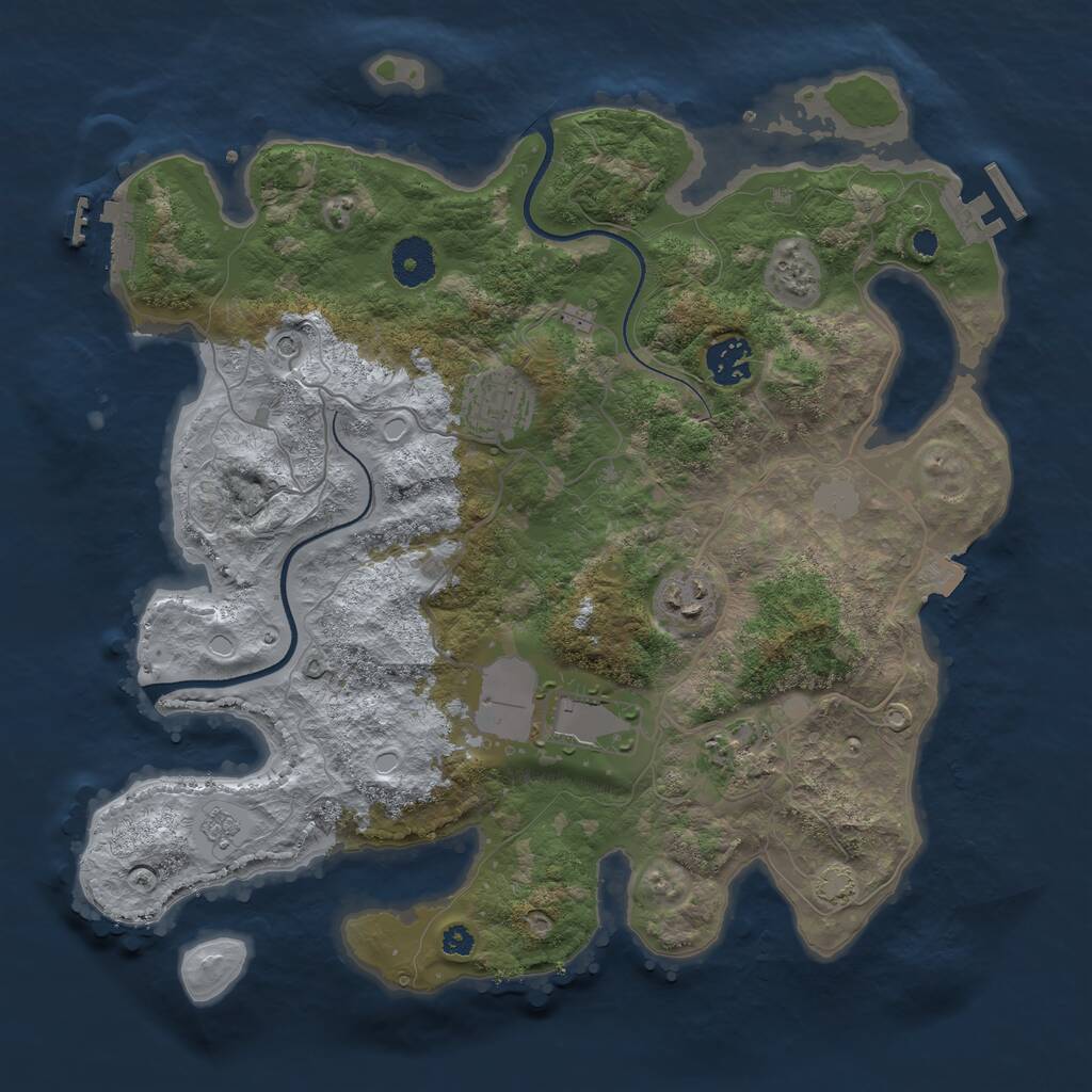Rust Map: Procedural Map, Size: 3500, Seed: 566743764, 11 Monuments