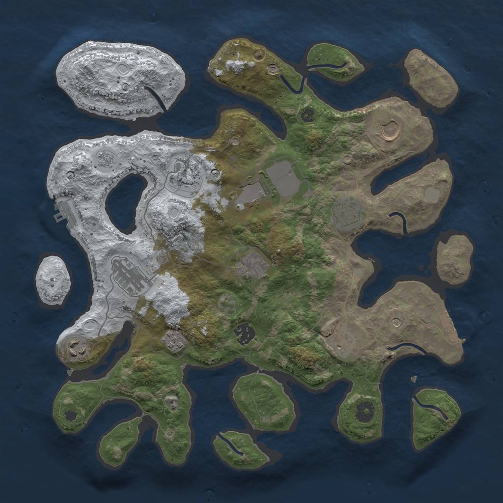Rust Map: Procedural Map, Size: 3700, Seed: 968212388, 19 Monuments