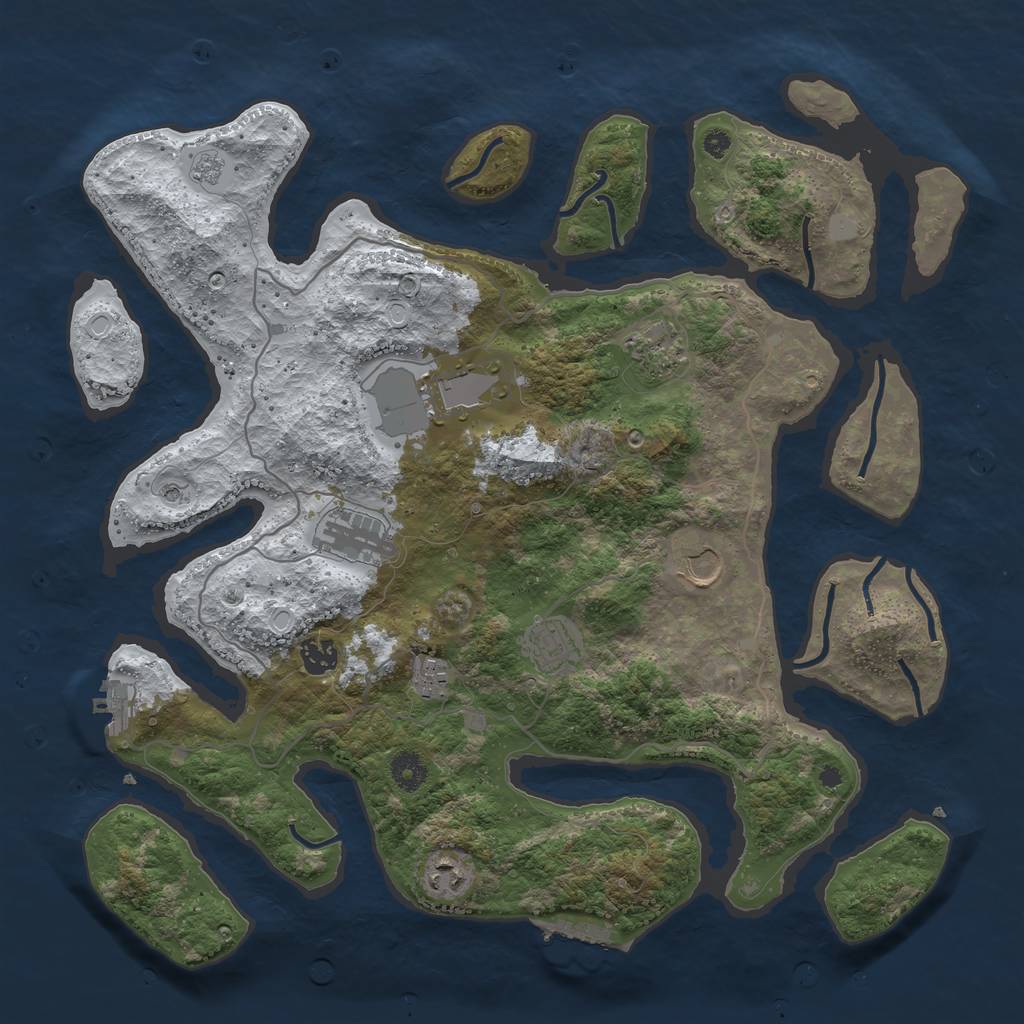 Rust Map: Procedural Map, Size: 4050, Seed: 1936062146, 17 Monuments