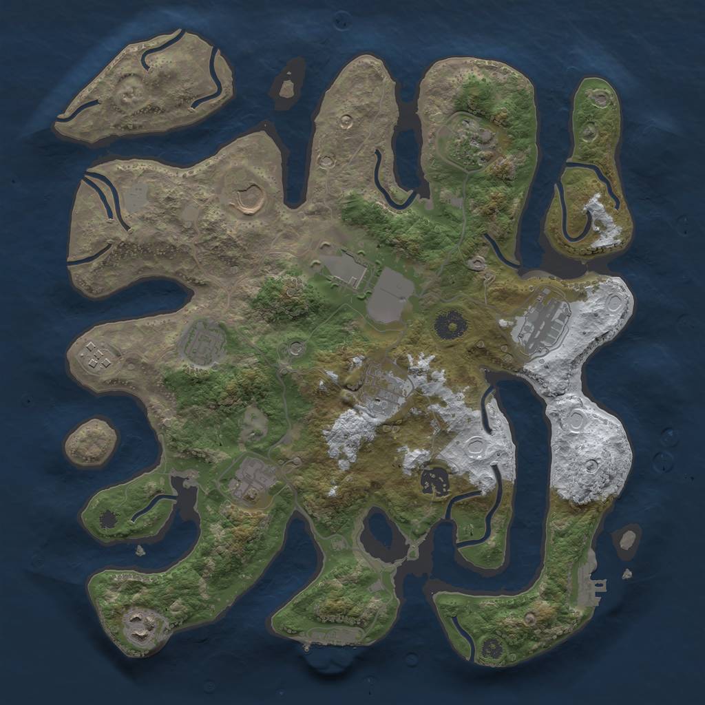 Rust Map: Procedural Map, Size: 3500, Seed: 805181, 18 Monuments
