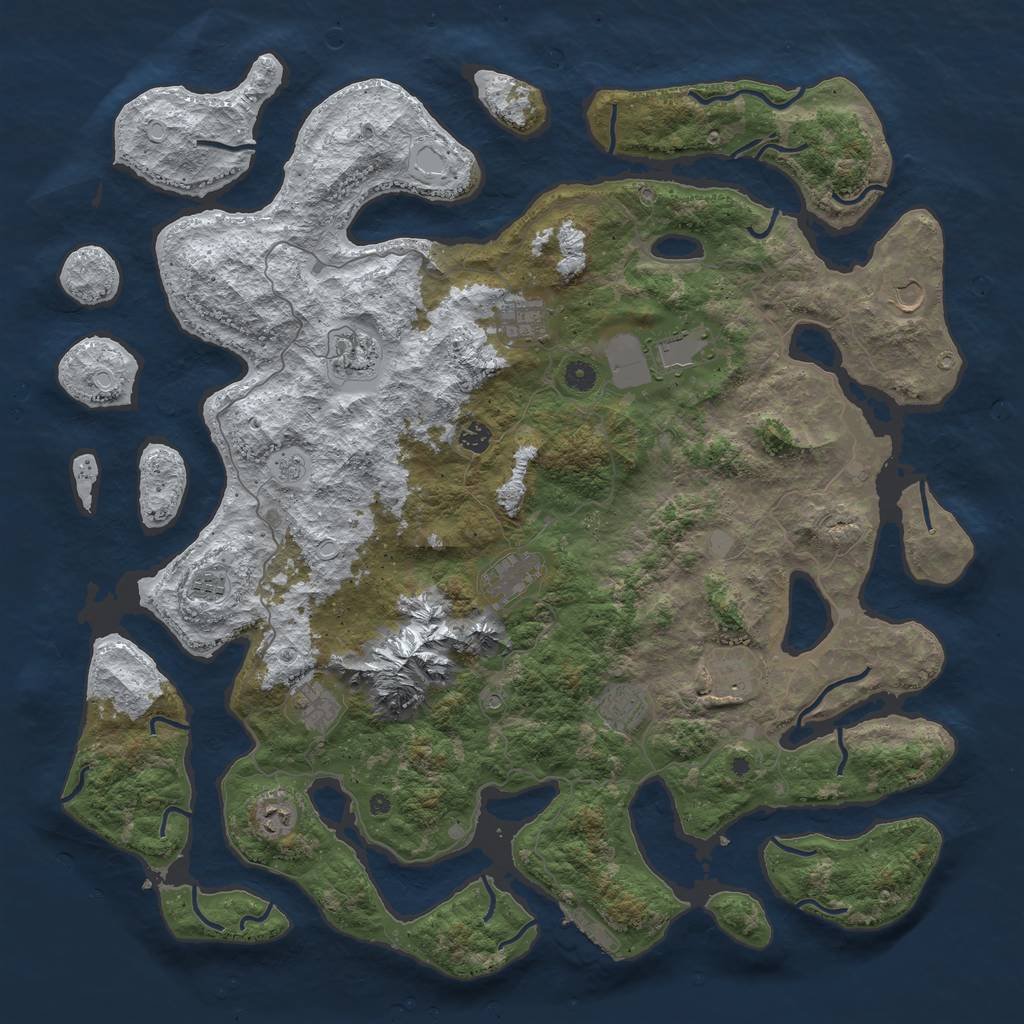 Rust Map: Procedural Map, Size: 5000, Seed: 42, 19 Monuments