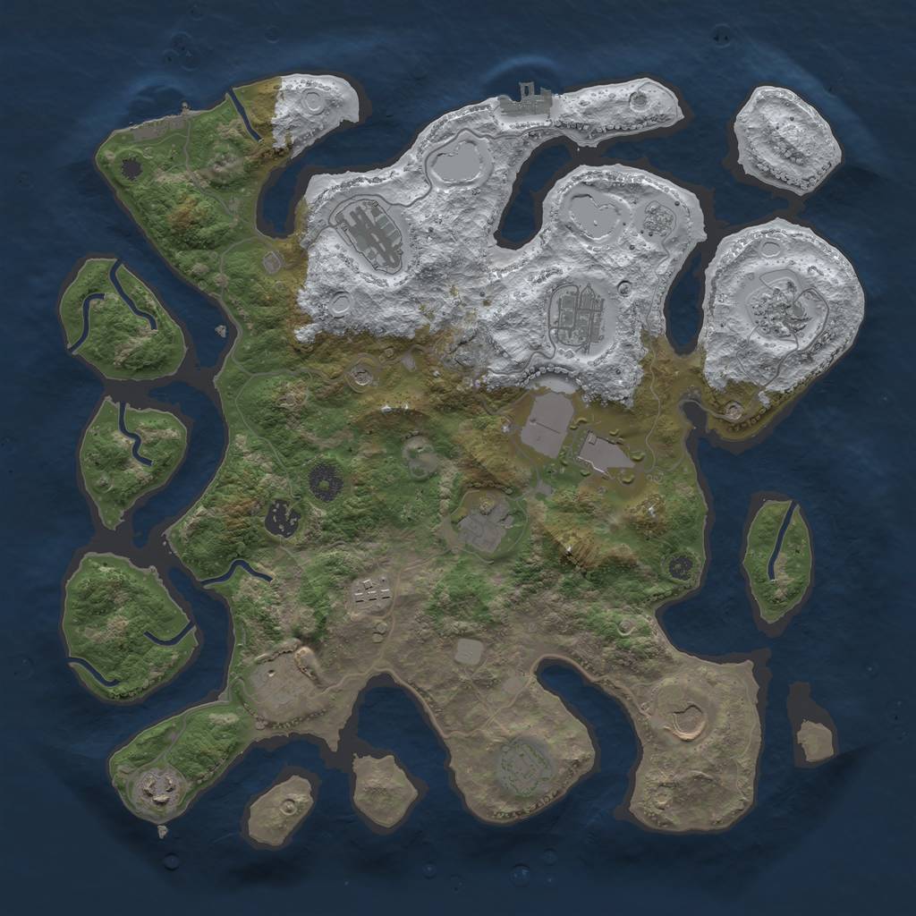 Rust Map: Procedural Map, Size: 3850, Seed: 912684435, 20 Monuments