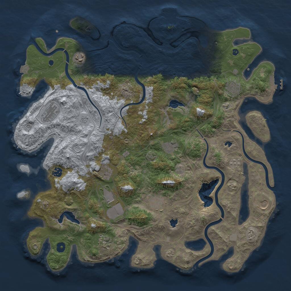 Rust Map: Procedural Map, Size: 4500, Seed: 4637359, 17 Monuments