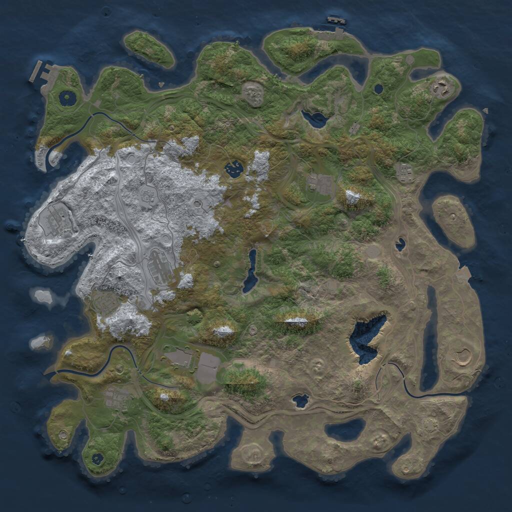 Rust Map: Procedural Map, Size: 4500, Seed: 4637359, 16 Monuments