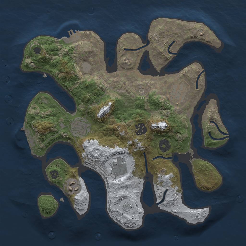 Rust Map: Procedural Map, Size: 3000, Seed: 845801, 14 Monuments