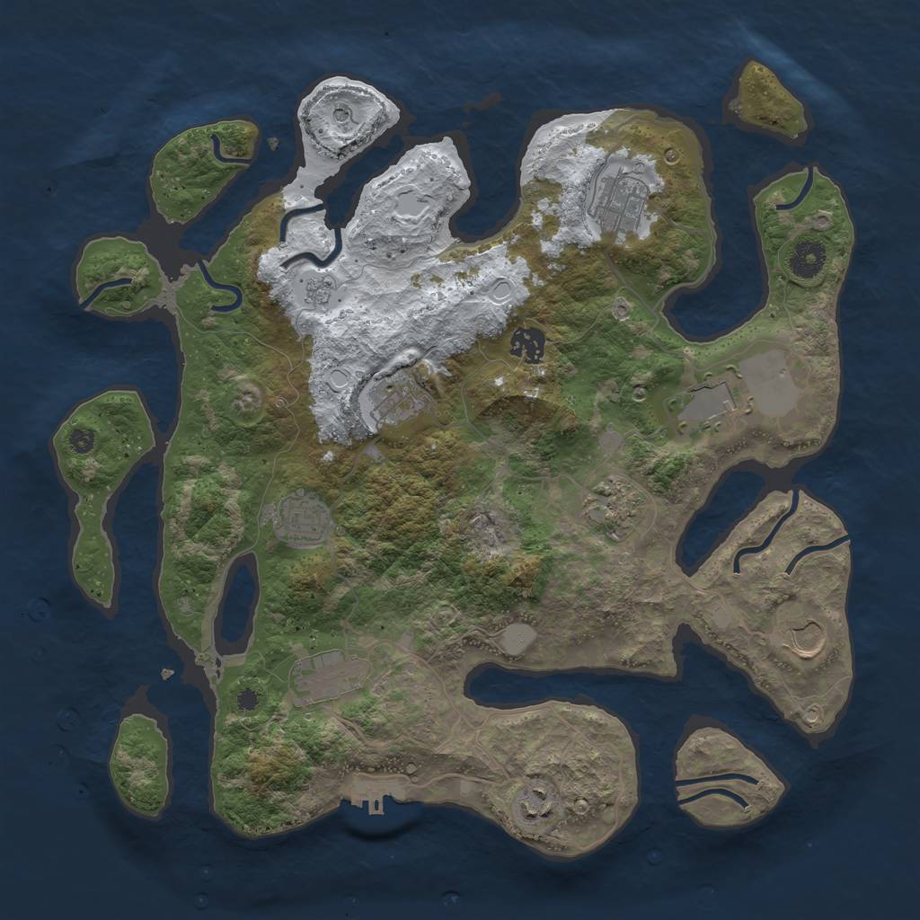 Rust Map: Procedural Map, Size: 3750, Seed: 1498249923, 17 Monuments