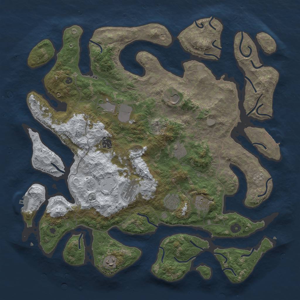 Rust Map: Procedural Map, Size: 4500, Seed: 46920, 18 Monuments