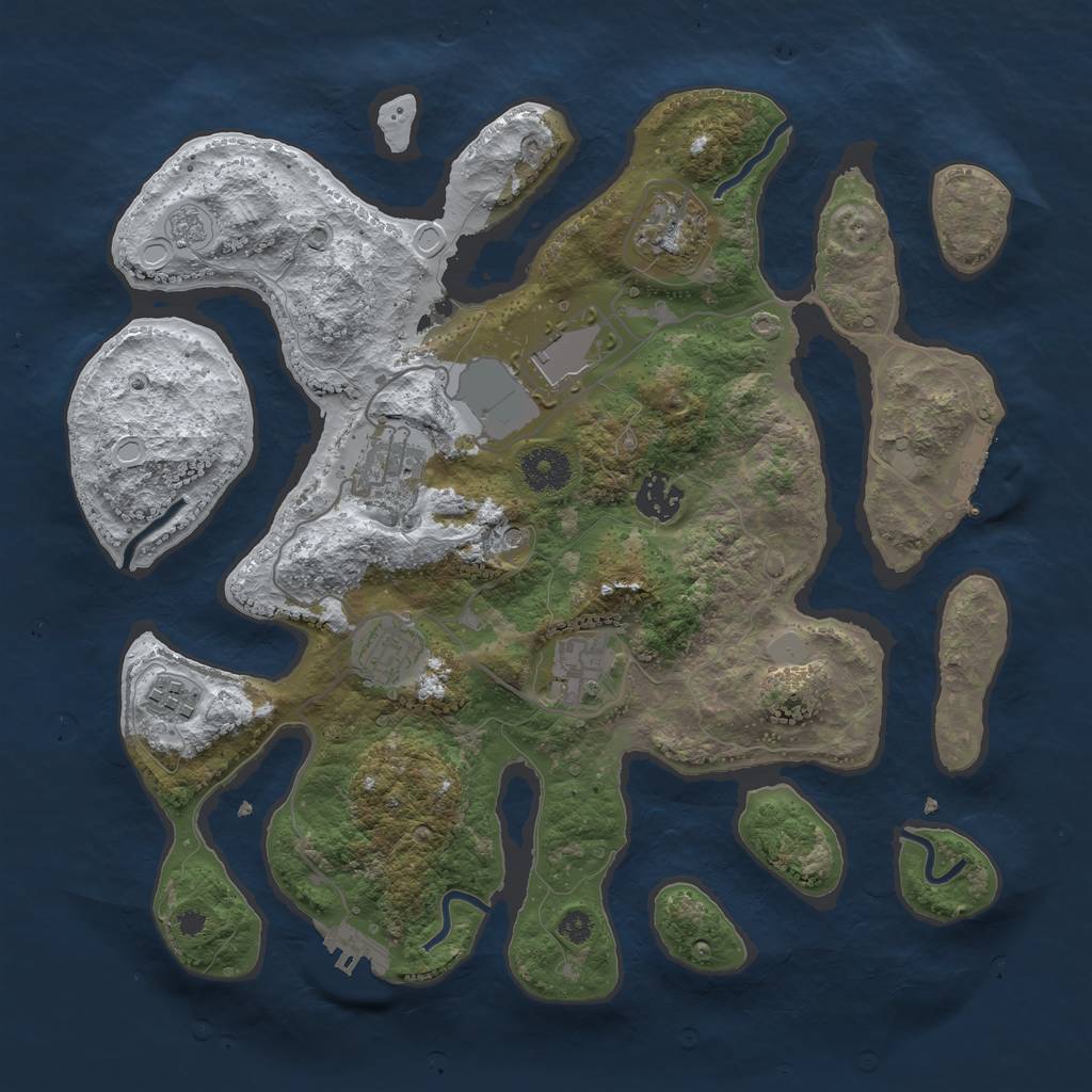 Rust Map: Procedural Map, Size: 3500, Seed: 691815315, 16 Monuments