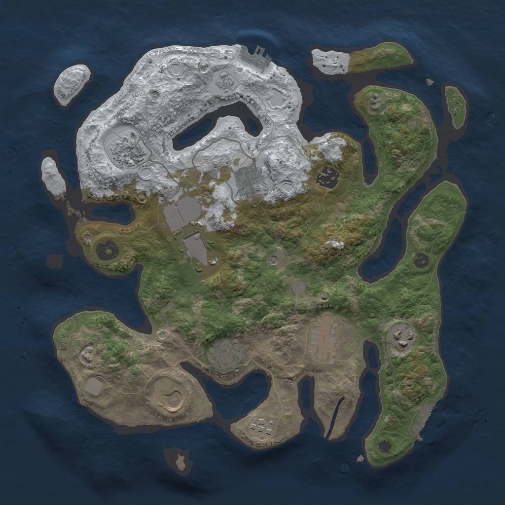 Rust Map: Procedural Map, Size: 3500, Seed: 623293845, 18 Monuments