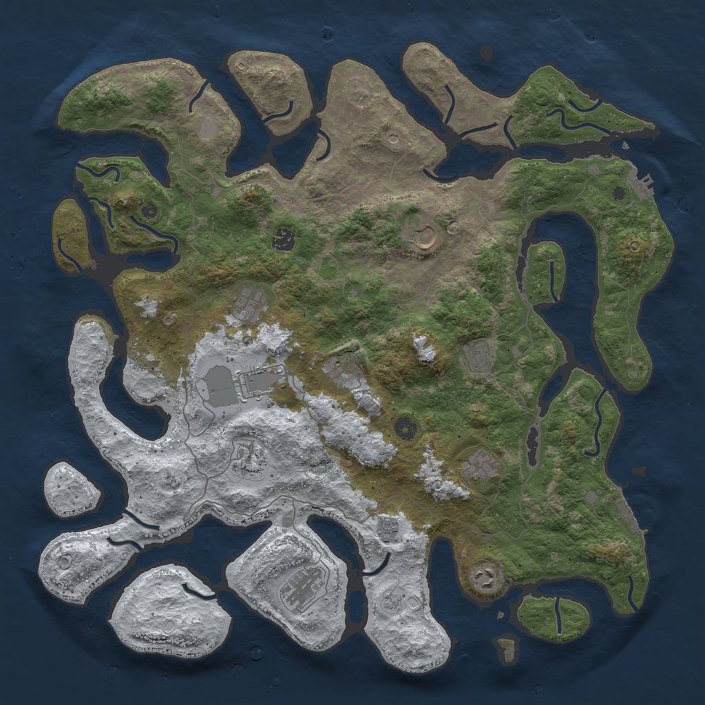 Rust Map: Procedural Map, Size: 4600, Seed: 34714, 20 Monuments